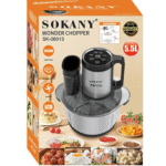 Sokany Digital stainless steel Chopper, 6*1, 5.5 liters, 1500 watts (SK-06013N) - Image 4