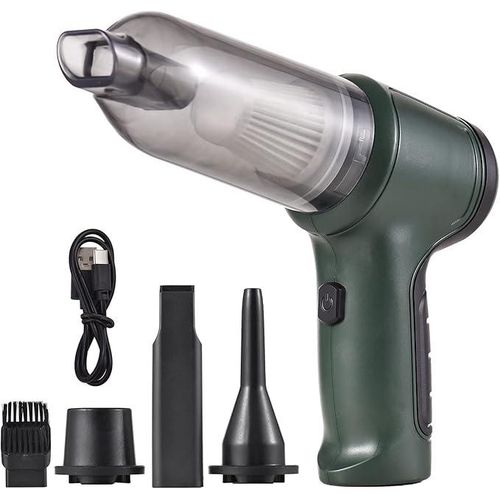 Crucial Vacuum Cordless Portable Vacuum Cleaner (Suction & Inflat) 3 In 1 Car Home Office PC Rechargeable Lightweight (Green) sk-107