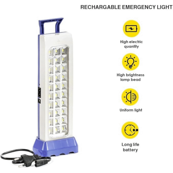 LSJY Smart Emergency Light – 30 High-Powered LEDs, Strong Rechargeable Battery, Waterproof -Blue (LJ-5930-1)