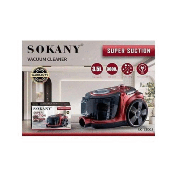 Sokany Vacuum Cleaner, 3.5 Liters, 3600 Watts, SK-13003