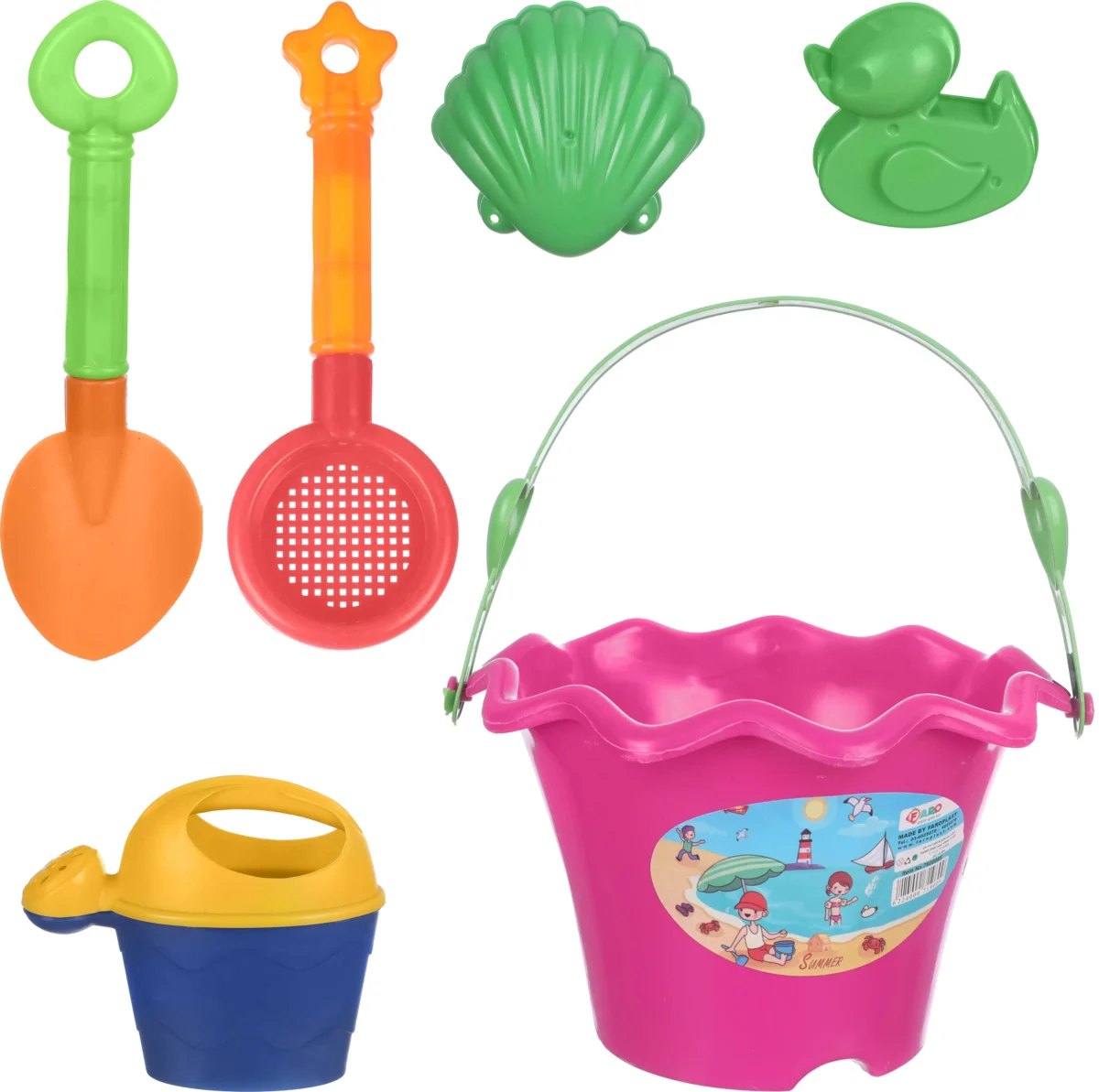 Beach Toys Set for Kids - 6 Pieces in Various Shapes and Colors - Image 1