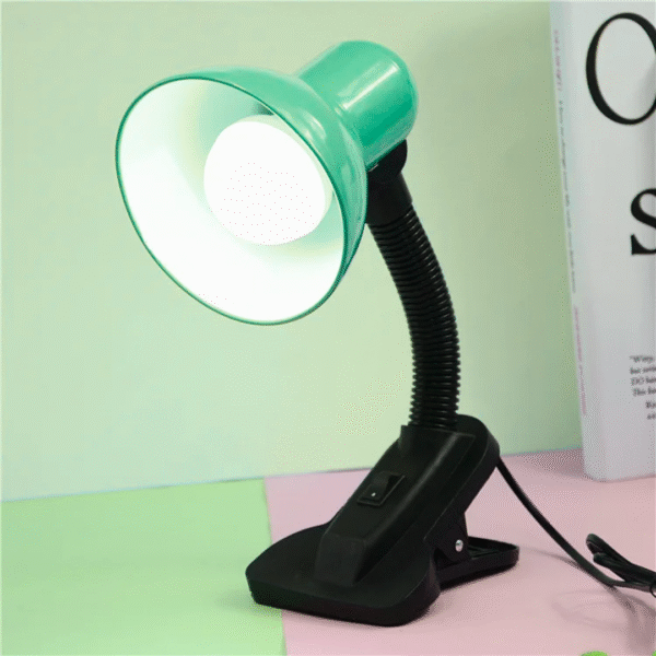 Desk Clip Lamp for Reading and Studying – Flexible Arm & Focused Lighting – Easy Clamp-on Mount (Mint Green)