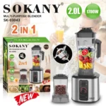 Sokany 2 In 1 Multi Purpose Countertop Blender With Grinder, 2 Liter, , Stainless Steel Black- 1700 Watt- SK-03043