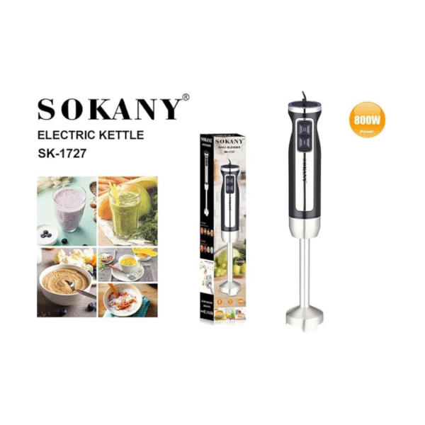 Sokany SK-1727 800W Stainless Steel Hand Blender, Black
