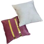 40*40 -Luxury Burgundy & Gold Decorative Cushion - Image 2