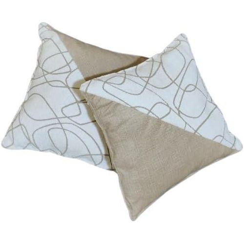 Set of 2 decorative double-sided velvet cushions –  beige and white color– (2 pieces) 40*40 cm