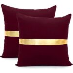 Luxury Burgundy & Gold Decorative Cushion - Image 2