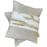 Double-sided decorative velvet cushion set – beige color with soft fur stripes – (2 pieces) - Image 2