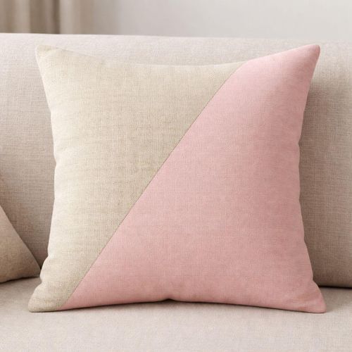 40 40*Pair of  cushions – half beige, half cashmere, double-sided velvet fabric