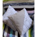 Set of 2 decorative double-sided velvet cushions –  beige and white color– (2 pieces) 40*40 cm - Image 2
