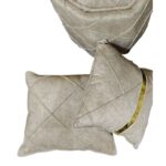 Modern Pouf Set with 2 Decorative Cushions –  Beige Color Scheme - Image 2