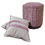 Modern Pouf Set with 2 Decorative Cushions – Cashmere & Beige Color Scheme - Image 5