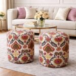 " 2 Elegant Salon Poufs + 2 Decorative Cushions with Modern Design in Multiple Colors – Stylish and Trendy Coordination for Every Living Room - Image 3