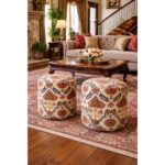 " 2 Elegant Salon Poufs + 2 Decorative Cushions with Modern Design in Multiple Colors – Stylish and Trendy Coordination for Every Living Room
