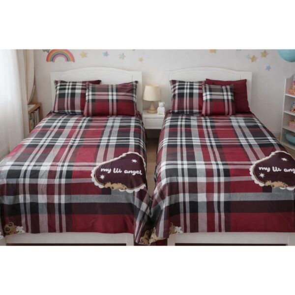 Kids burgundy Bedding Set – 6 Pieces with Pillowcases & Long Pillows