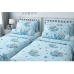 Kids Baby Blue Bedding Set – 6 Pieces with Pillowcases & Long Pillows