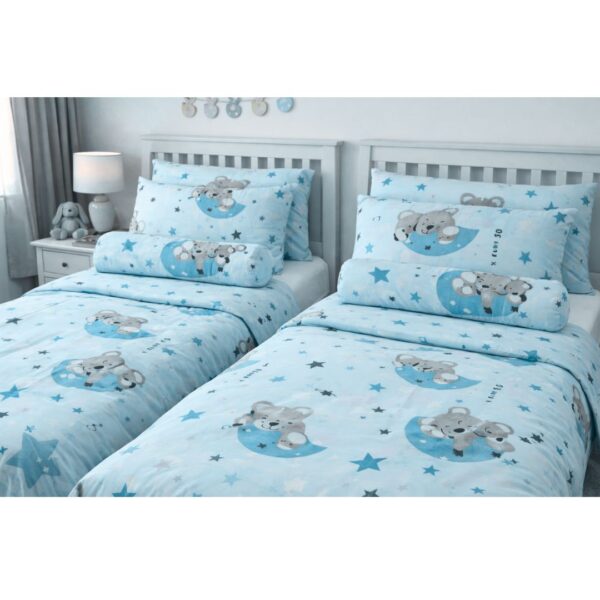 Kids Baby Blue Bedding Set – 6 Pieces with Pillowcases & Long Pillows